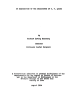 An examination of philosophy of W. V. Quine