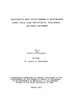 Relationships among various measures of socio-economic status, social class identification, intelligence, and school achievement