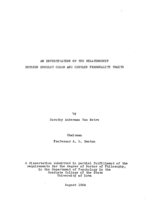 An investigation of the relationship between inkblot color and certain personality traits