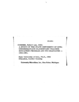 A study of the State University of Iowa undergraduate elementary teacher education program and its graduates, 1956-1961