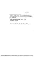 The development of a business education program for the secondary schools of Missouri