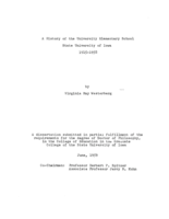 A history of the University Elementary School, State University of Iowa: 1915-1958