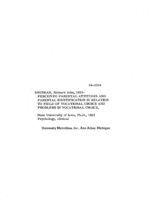 Perceived parental attitudes and parental identification in relation to field of vocational choice and problems in vocational choice