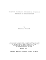 The effects of motivating instructions on the language performance of dysphasic subjects