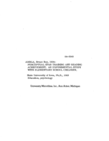 Perceptual span training and reading achievement: an experimental study with elementary school children