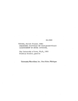 Changing pattern of parliamentary leadership in India, 1952-1962