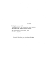 The influence of strength of speed of movement in eighth grade girls