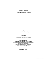 Maxwell Anderson: the playwright as prophet