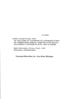 An analysis of patterns of communication of junior high school principals in selected school systems in Iowa and Illinois