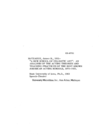 A new school of dramatic art: an analysis of the acting theories and teaching practices of the best known American acting schools, 1875-1925