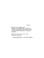 Reading comprehension, abstract verbal reasoning, and computation as factors in arithmetic problem solving