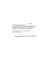 Characteristics of speaking behavior related to judgments of stutterng severity in school-age children