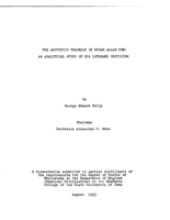 The aesthetic theories of Edgar Allan Poe: an analytical study of his literary criticism