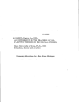 An experiment in the teaching of reflective thinking in the social studies