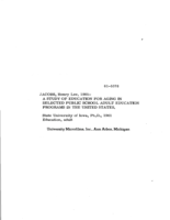 A study of education for aging in selected public school adult education programs in the United States