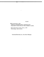 Tests of mathematical models for chidren's behavior in two-person games