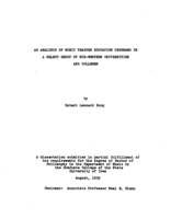 An analysis of music teacher education programs in a select group of mid-western universities and colleges