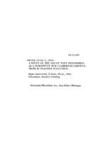 A study of the use of tape recordings as a substitute for classroom observations in teacher education