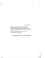 Effects of single task learning and multiple task learning on subsequent learning