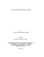 The law of waste in mediaeval England