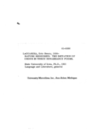 Nature redeemed: the imitation of order in three Renaissance poems