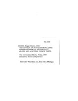 The effect of interest on reading comprehension as measured by cloze and multiple choice tests