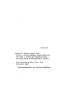 Title I of the Higher Education Act of 1965: a study of program compliance with congressional intent