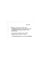 A chronological catalogue of D. H. Lawrences's reading from early childhood