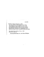 An analysis of the impact of the vocational education act of 1963 on business education in the public secondary schools of Missouri with implications for teacher preparation
