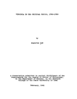 Virginia in the critical period, 1783-1789