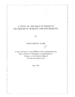 A study of the role of insulin in metabolism in diabetics and non-diabetics