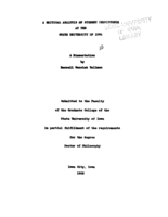 A critical analysis of student persistence at the State University of Iowa