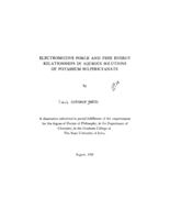 Electromotive force and free energy relationships in aqueous solutions of potassium sulphocyanate