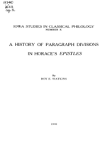 A history of paragraph divisions in Horace's Epistles