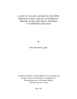 A study of the Iowa method for the determination of small amounts of fluorine in drinking water with special reference to interfering substances