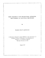 Some variables in the precipitation, filtration, and washing of analytical precipitates