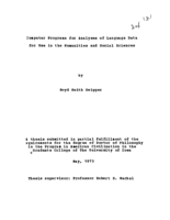 Computer programs for analyses of language data for use in the humanities and social sciences