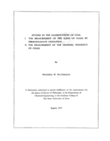 Studies in the classification of coal: I. The measurement of the rank of coals by permanganate oxidation. II. The measurement of the smoking tendency of coals