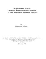 The Good Neighbor Policy of Franklin D. Roosevelt with special reference to three inter-American conferences, 1933-1938
