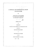 A critical and experimental study of glycolysis