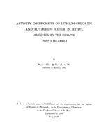 Activity coefficients of lithium chloride and potassium iodide in ethyl alcohol by the boiling point method