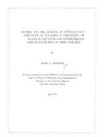 Studies on the effects of intravenous injections of colloids (1) deposition of acacia in the liver and other organs and its excretion in urine and bile
