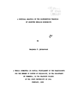 A critical analysis of the distribution theories of selected English economics