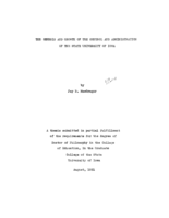 The genesis and growth of the control and administration of the State University of Iowa