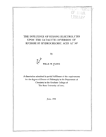 The influence of strong electrolytes upon the catalytic inversion of sucrose by hydrochloric acid at 30°