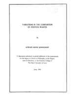 Variations in the composition of Steffens wastes
