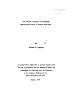 The ability of pupils to interpret certain basis ideas in linear equations