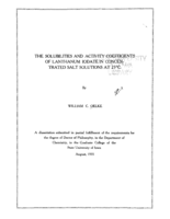 The solubilities and activity coeffecients of lanthanum iodate in concentrated salt solutions at 25°C