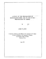 A study of the preparation of monochloroamine and its use in the preparation of amines