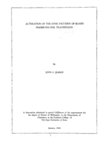 Alteration of the ionic pattern of blood preserved for transfusion